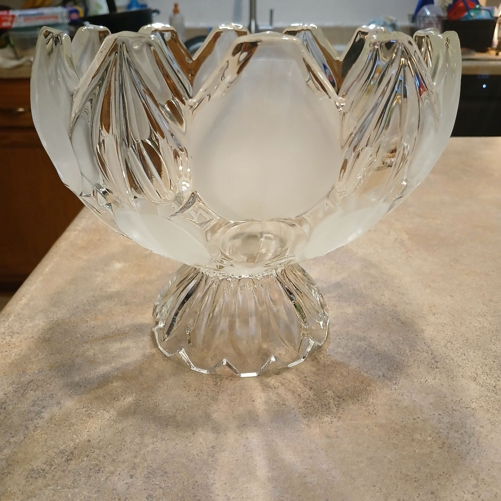 Elegant Clear and Frosted Glass Bowl